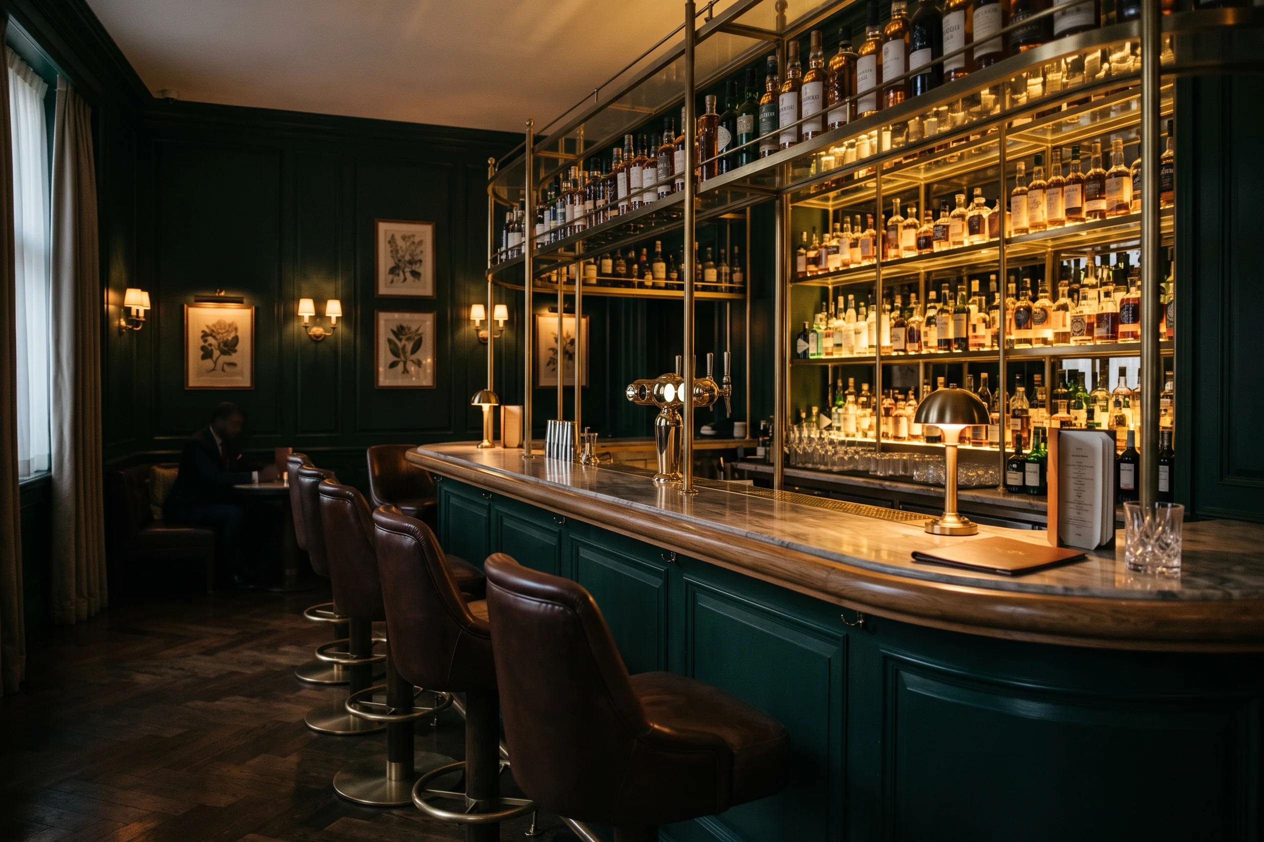 Meridian Bar, the panelled bar off the lobby at Meridian of Mayfair